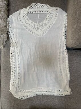 White Crochet Trim Sleeveless Tunic Top.3 /30